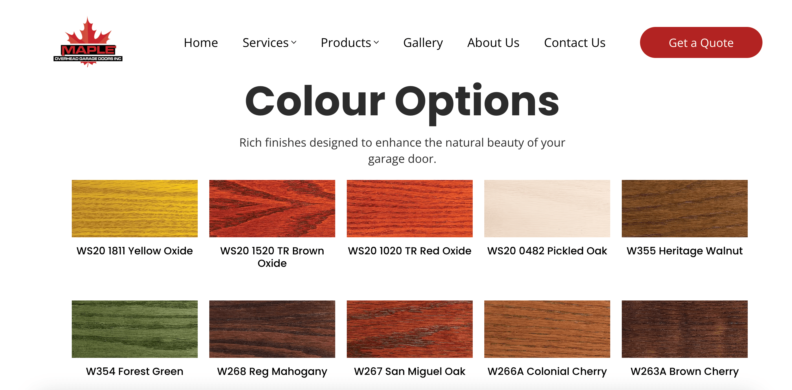 Colour options / product page